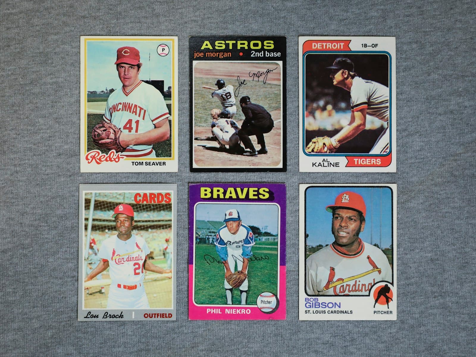 A grid of vintage baseball trading cards