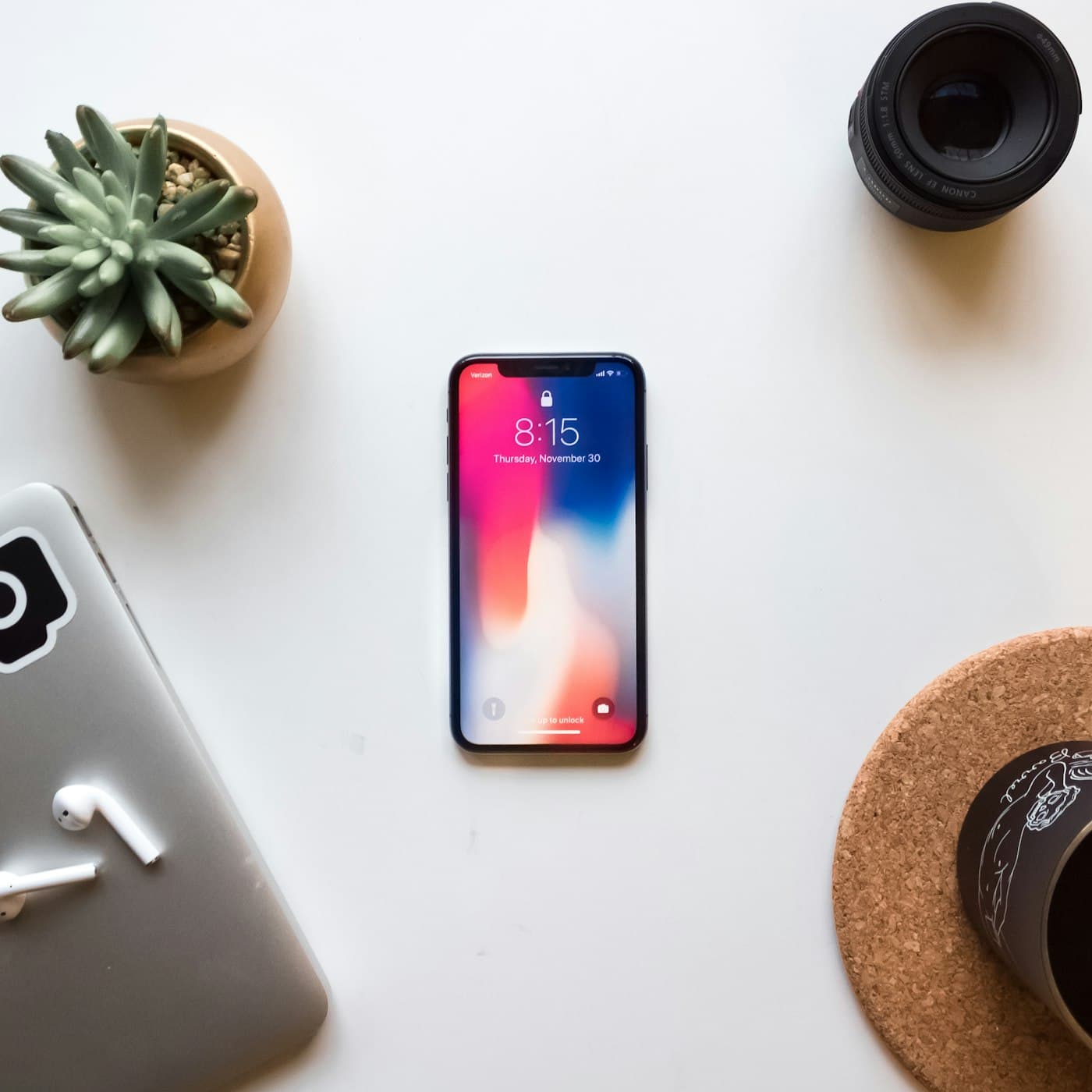 An iPhone on a desk